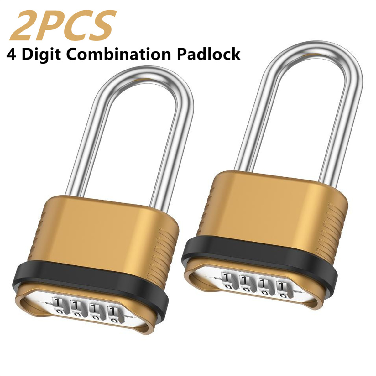 Smart Garden Gate Lock - Combination Padlock 4 Digit Long Shackle