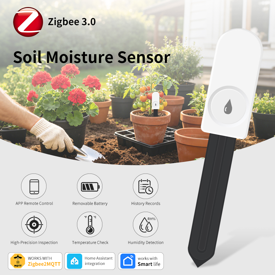 Smart Garden Home Assistant - ZigBee Smart Soil Moisture Sensor Temperature